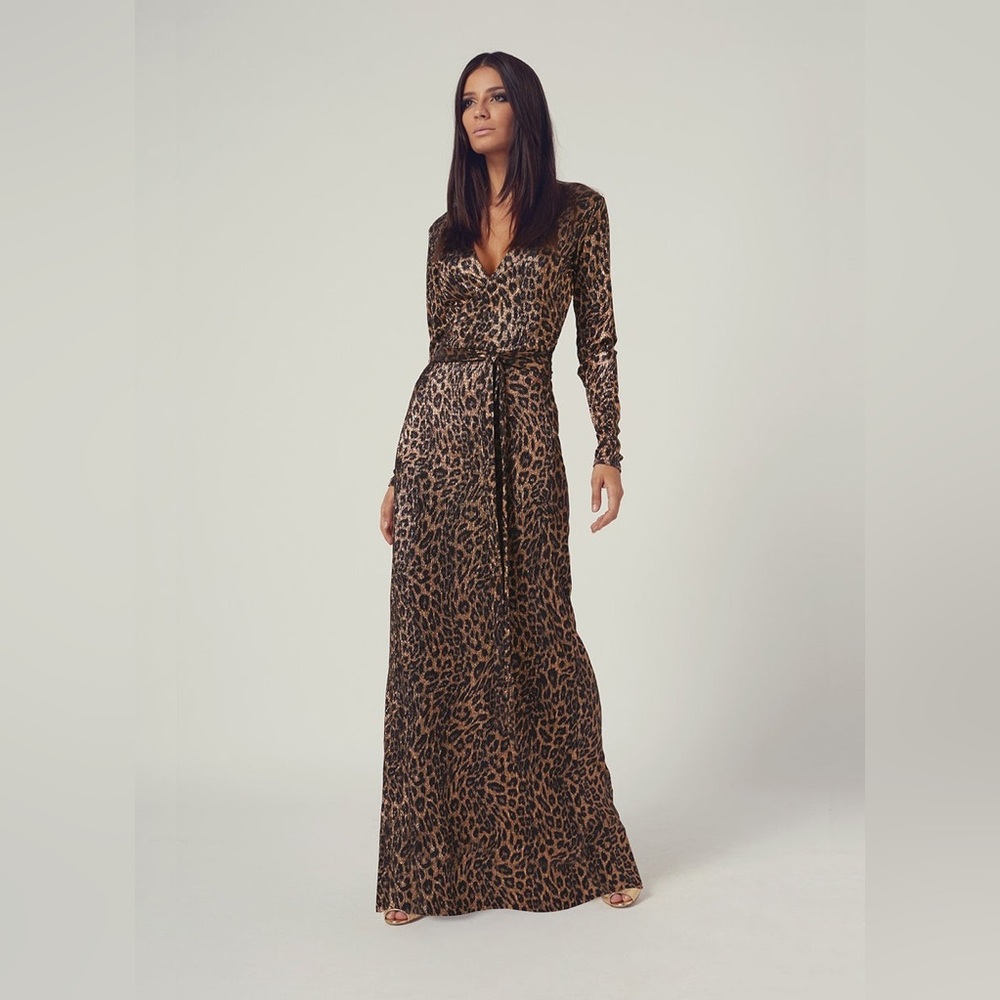 Mellissa Odabash LOOK 3 WRAP MAXI DRESS LEOPARD nwt